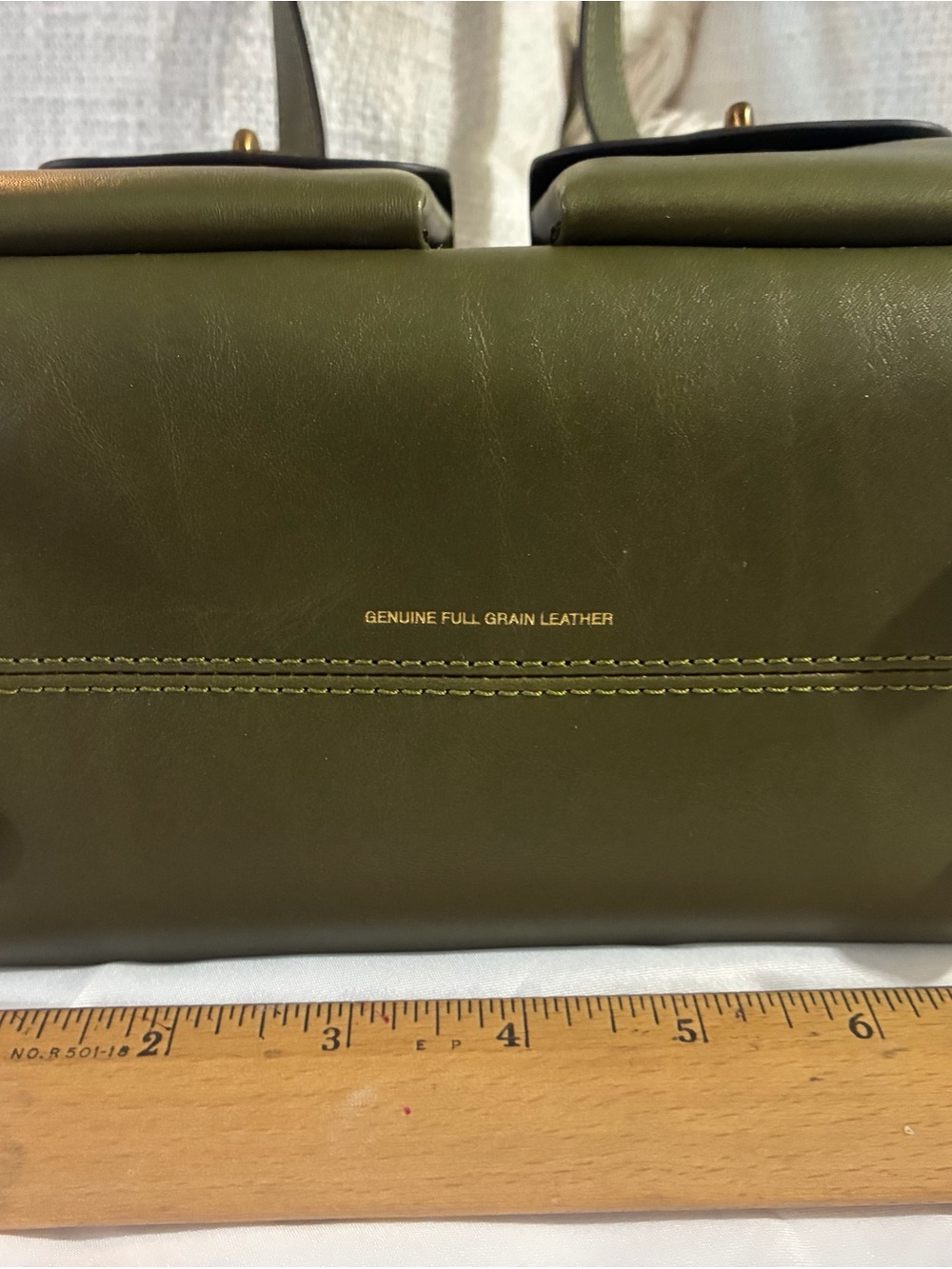 Coach Olive Green Leather Double Pocket Shoulder Bag - Picture 8 of 14